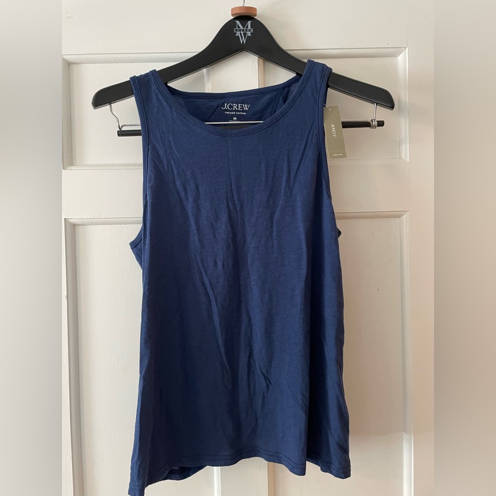 NWT J CREW BLUE TANK TOP WITH OPEN BACK AND BACK KNOT SIZE M